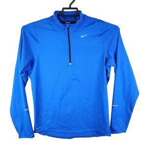 Mens Blue Nike Element Dri-Fit Polo Shirt 1/2 Zip Running Pullover Long Sleeve S